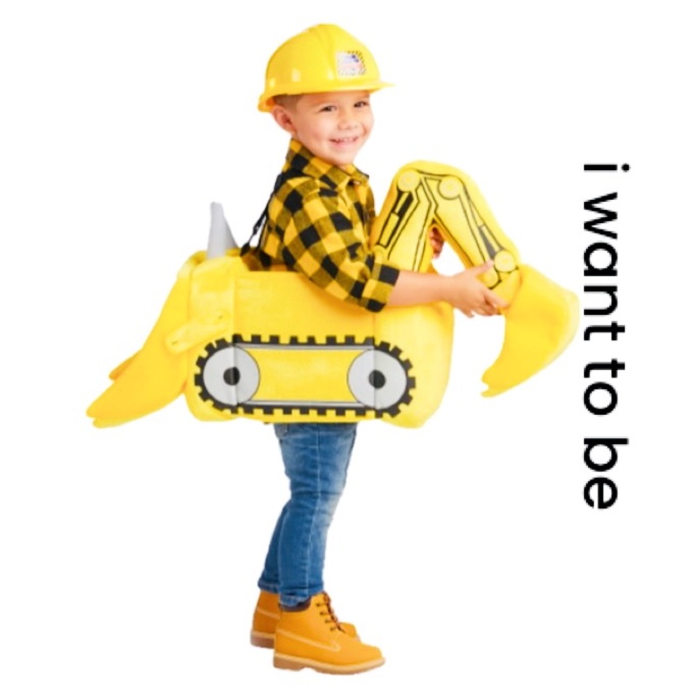 I WANT TO BE Kids Halloween Step In Construction Plush Costume Kid’s Sz 3-7 Yrs.